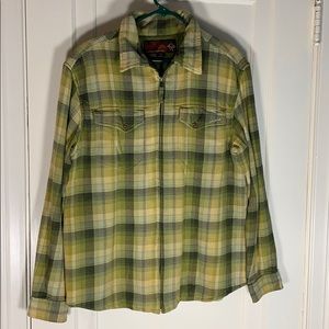 Prana Zippered Flannel Quilted Plaid Shirt